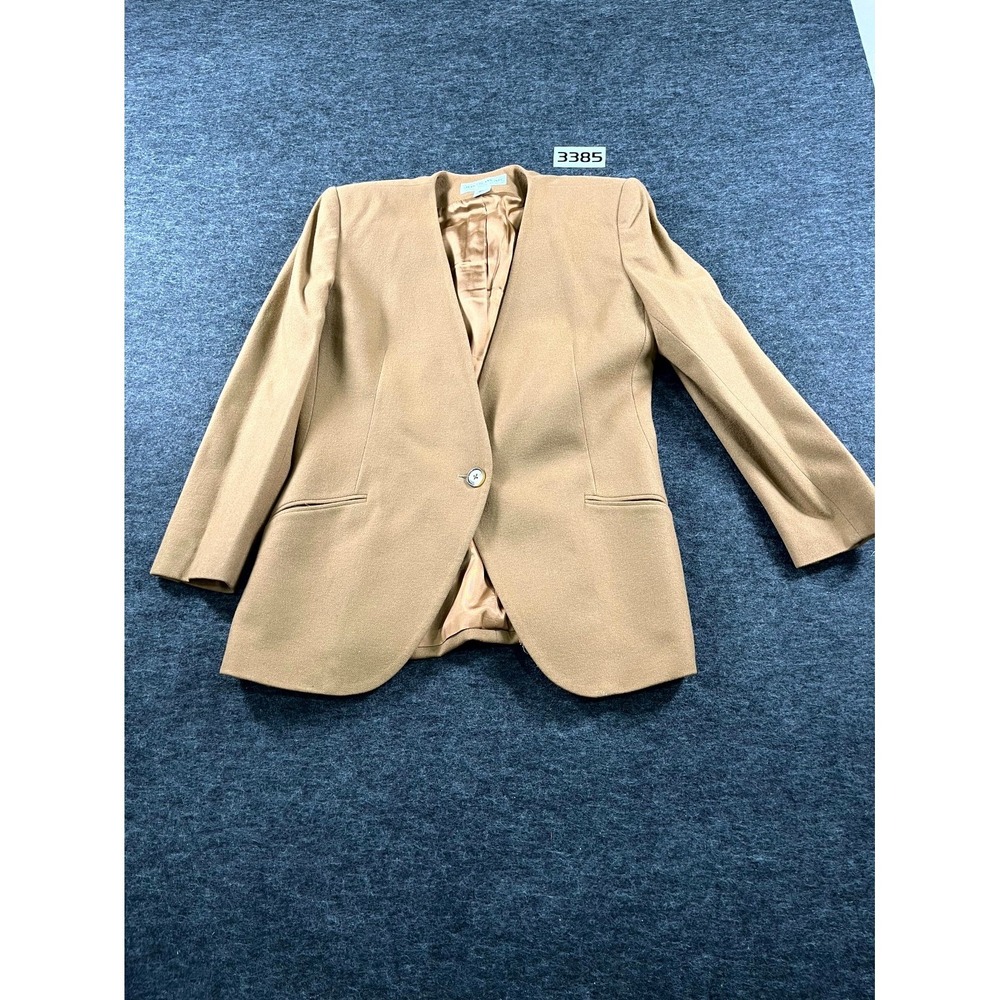 Vintage Wool Blazer Women Minimalist Beige Made in USA -‎ 8